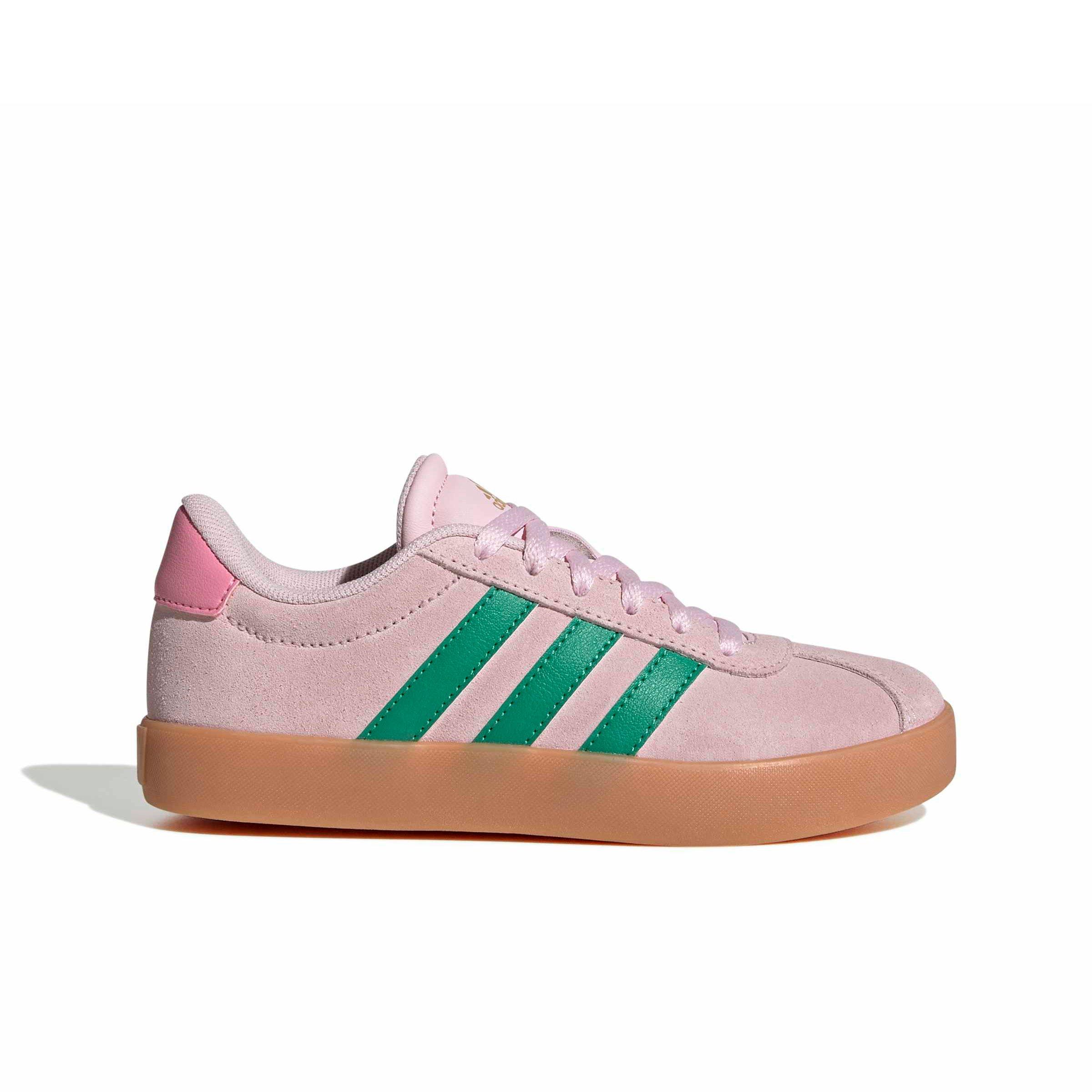adidas VL Court 3.0 "Clear Pink/Court Green/Gum 2" Grade School Girls' Shoe - PINK/GREEN/GUM